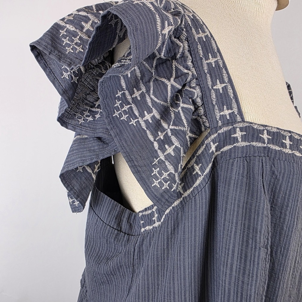 Knox‎ Rose Embroidered Ruffle Tiered Maxi Dress Blue XL Bohemian Peasant Cottage - Picture 2 of 7